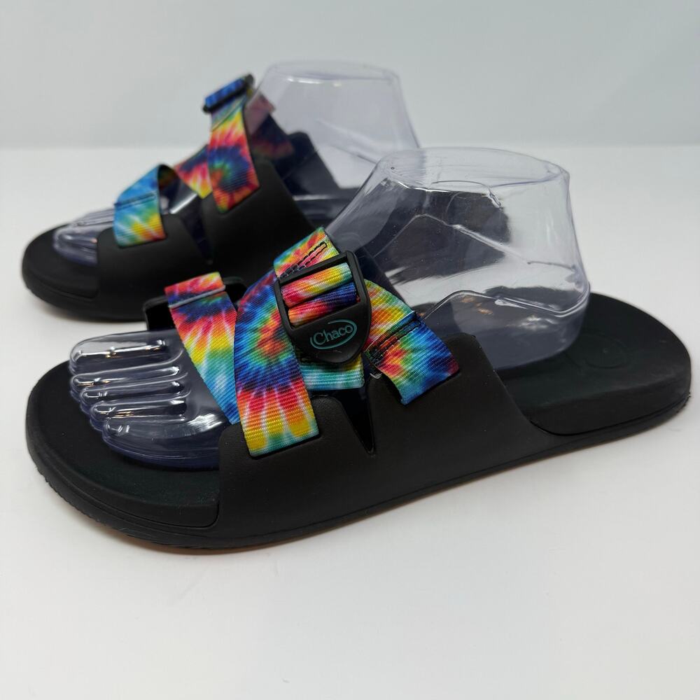Chaco Chillos Slide Sandals Men's 11 Rainbow Tie Dye Comfort Sandal Hippie Boho